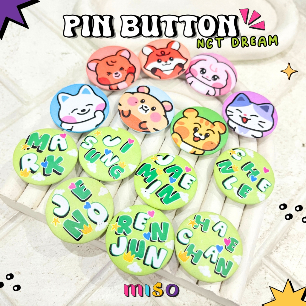 [MIN. 3PCS] NCT DREAM Pin Button Character / NCT DREAM Pin Button Name / NCT DREAM Pin Button satuan