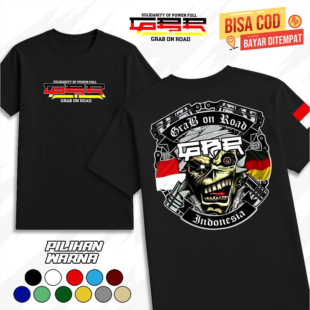 KAOS T-SHIRT GBR GRAB ON ROAD ATRIBUT GBR MURAH ATASAN OBLONG PRIA SEMI KATUN