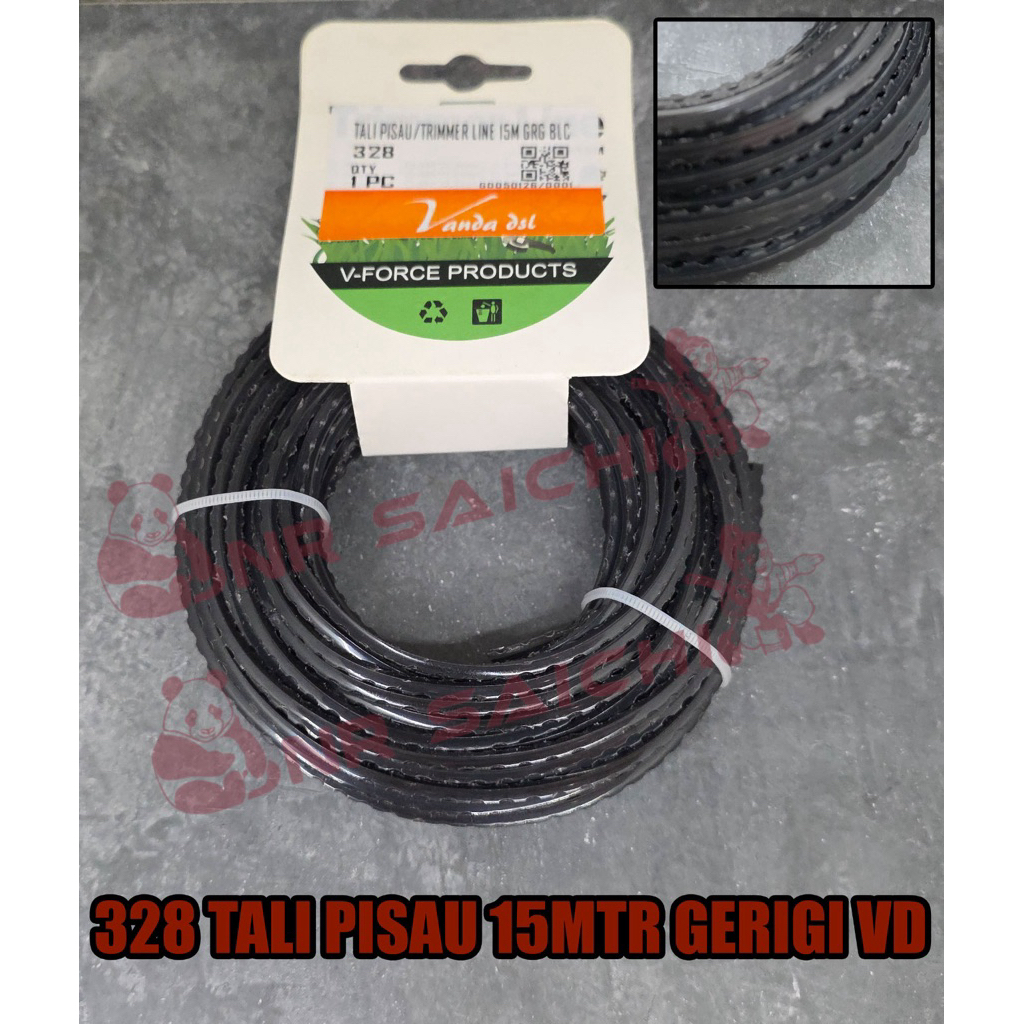 Tali Senar Potong Rumput 3x15m VANDA HITAM KOTAK GERIGI ZIGZAG / Mata Pisau Senar Bulat Mesin Pemoto