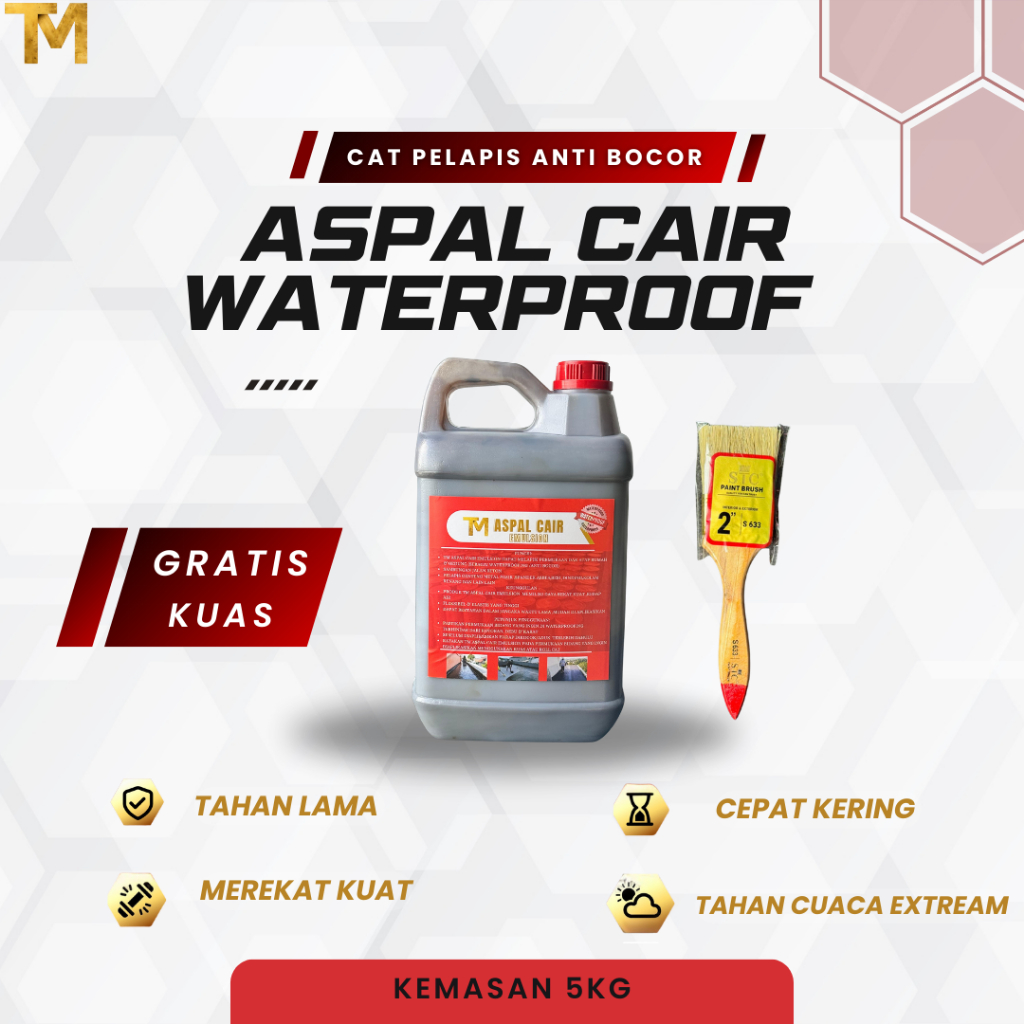Aspal Cair 5kg – Cat Pelapis Anti Bocor Dak Genteng Tembok Luar Waterproof