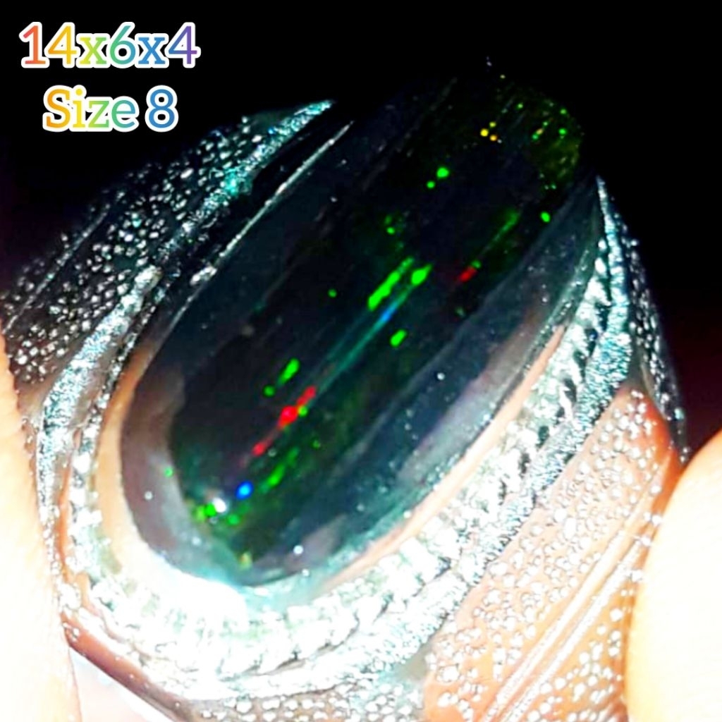 Cincin Batu Black Opal Sempur Ruyung Natural Jarong Bahan Ranting