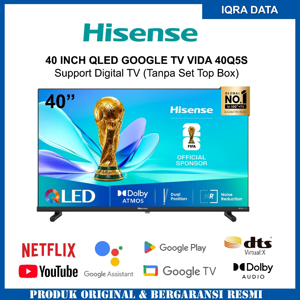 Hisense 40 inch QLED GOOGLE TV VIDA 2K - Youtube/Netflix - Dolby Audio - Dolby Atmos - Hisense 40Q5S