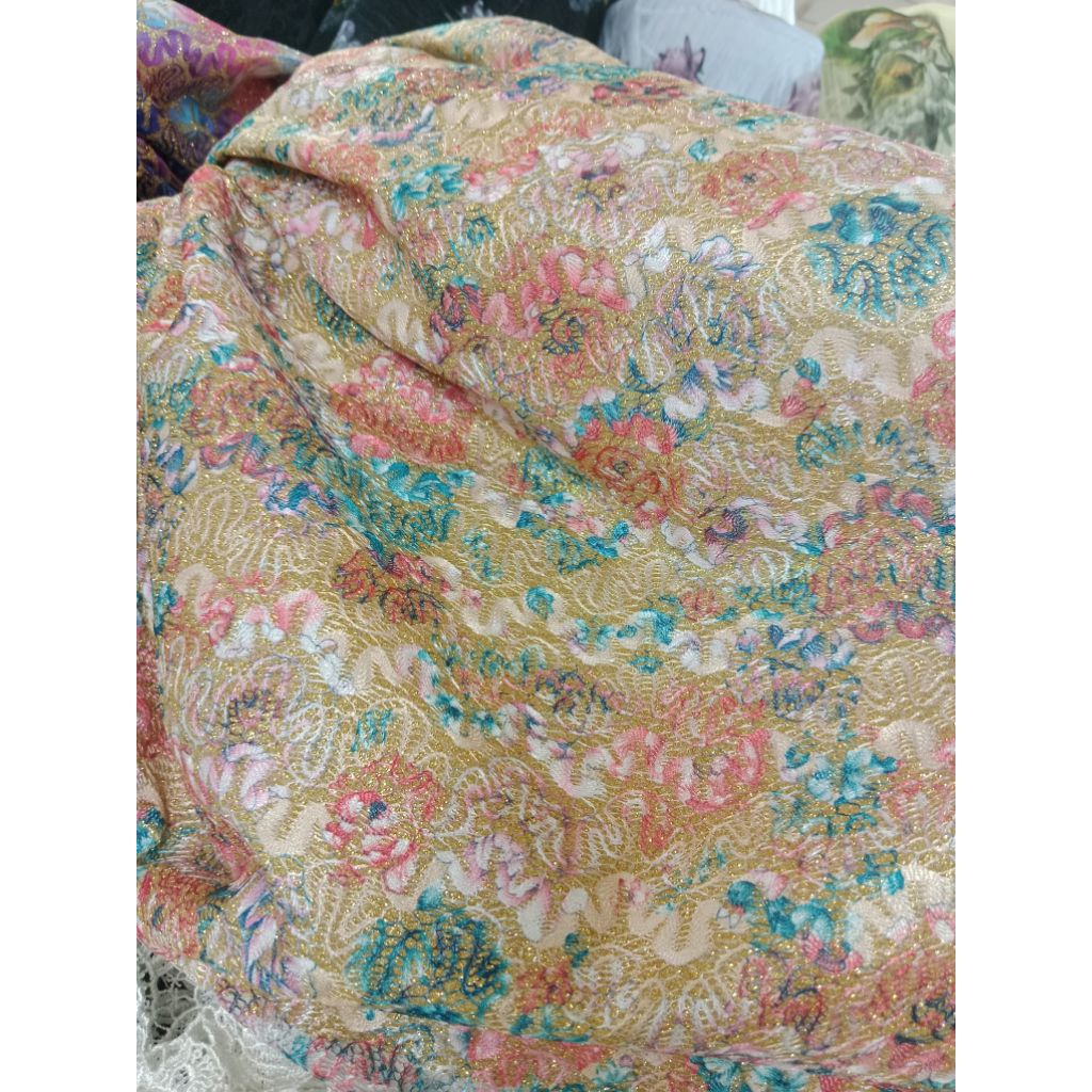 bahan kain Jaguard embos Glitter/ kain jaguard antik garment