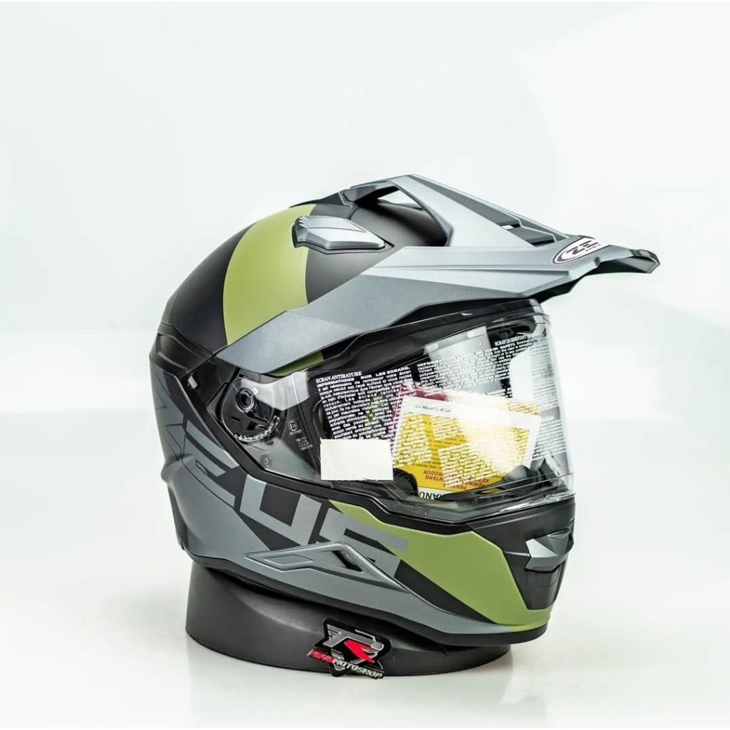 READY BIG SIZE XXL XXXL HELM ZEUS 913 TITANIUM GREEN ARMY HYBRID SUPER CROSS ADVENTURE SUPERMOTO