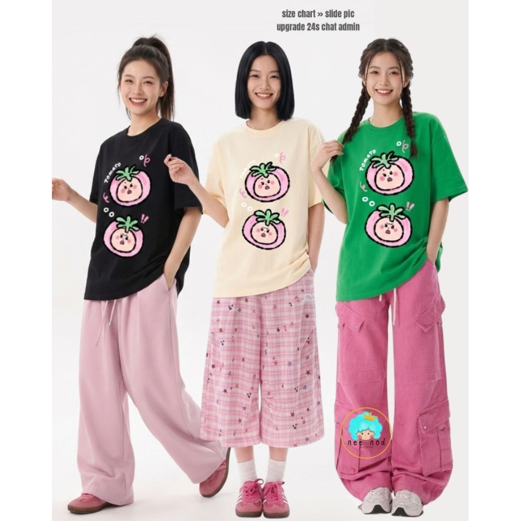 kaos NEENOD TWO PINK TOMATOES, kaos baju anak, kaos wanita dewasa, kaos pria, kaos set keluarga, kao