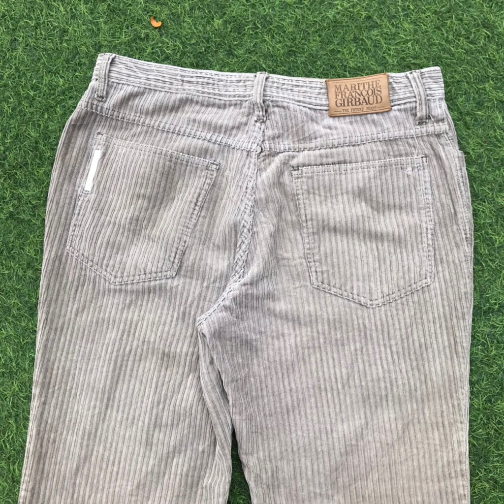 Vintage MFG Marithe Francois Girbaud Brown Corduroy Trouser pants nice chrome sided panel design Siz