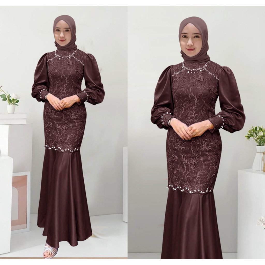 GAMIS DUYUNG MERMAID DEVIRA TERBARU 2026 M L XL XXL XXXL JUMBO DRESS MERMAID SATIN MUTIARA PESTA MUS