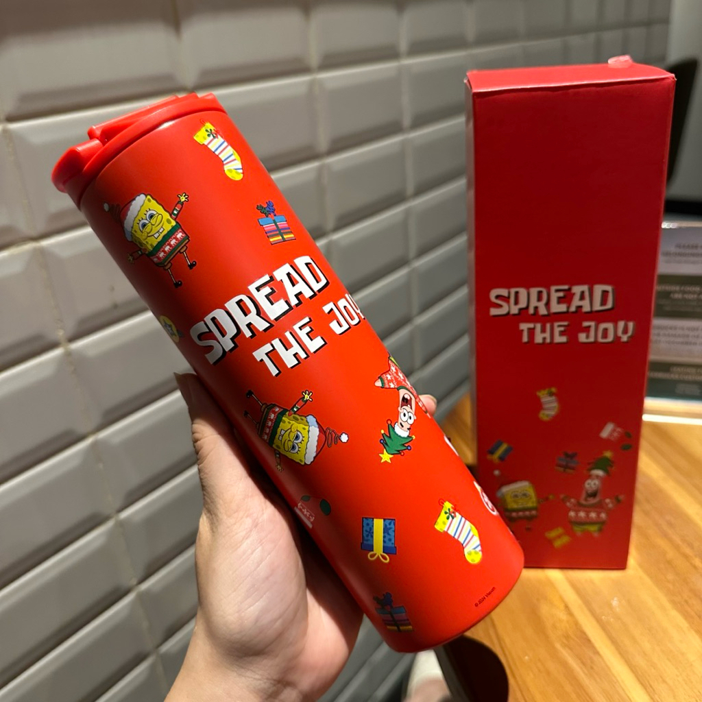 NEW Tumbler Starbucks x Spongebob Patrick Star Red Holiday Edition 2024 Stainless Steel Original Sta