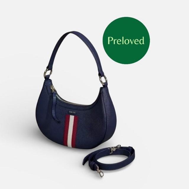 Bally sawda halfmoon women bag navy / Bally bag