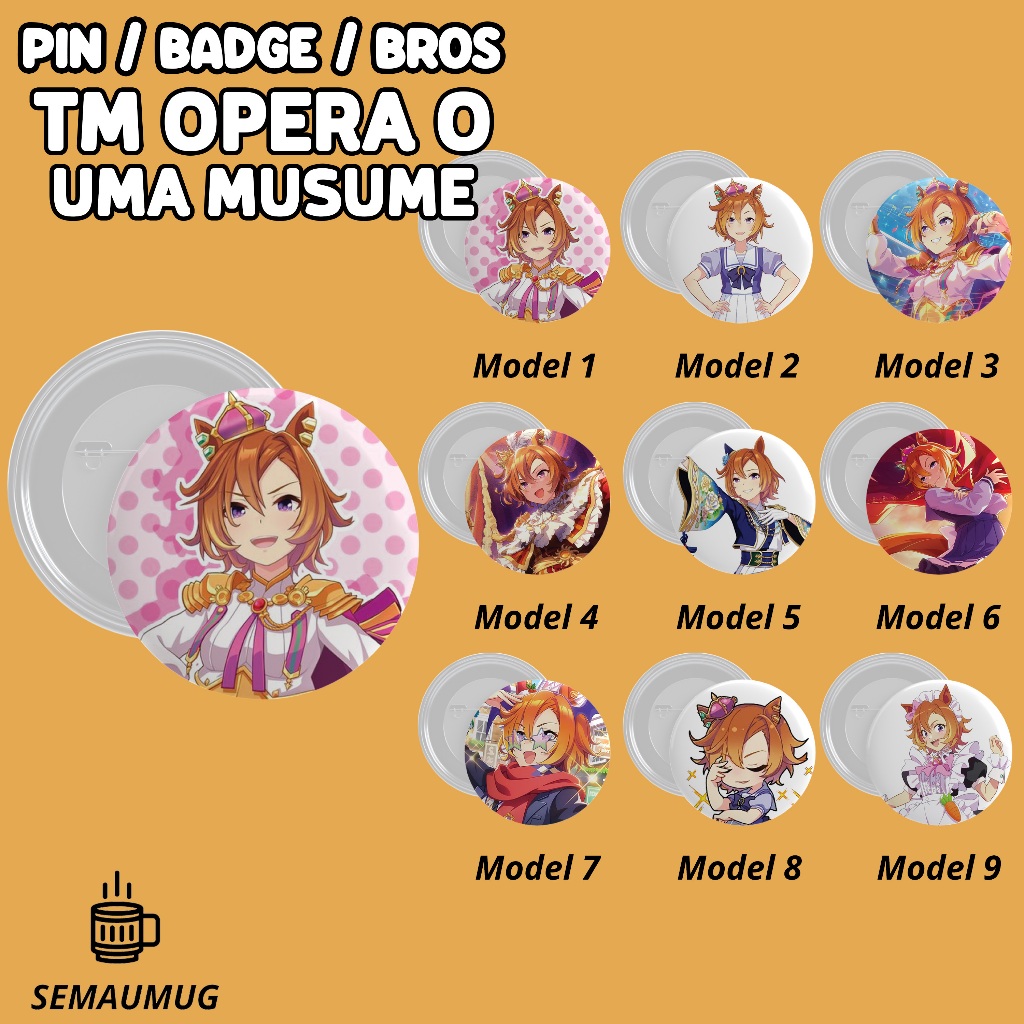 PIN TM OPERA O UMA MUSUME KADO BROS BADGE BULAT GAME LUCU PRINT CUSTOM SEMAUMUG