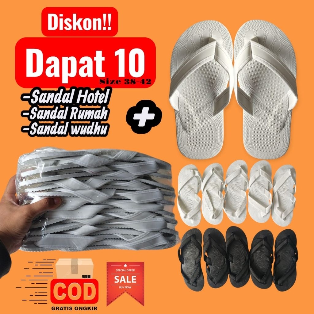 Sandal Hotel & Wudhu Hitam Putih - Promo Grosir Murah""Sandal jepit hotel & wudhu kualitas bagus. Pr