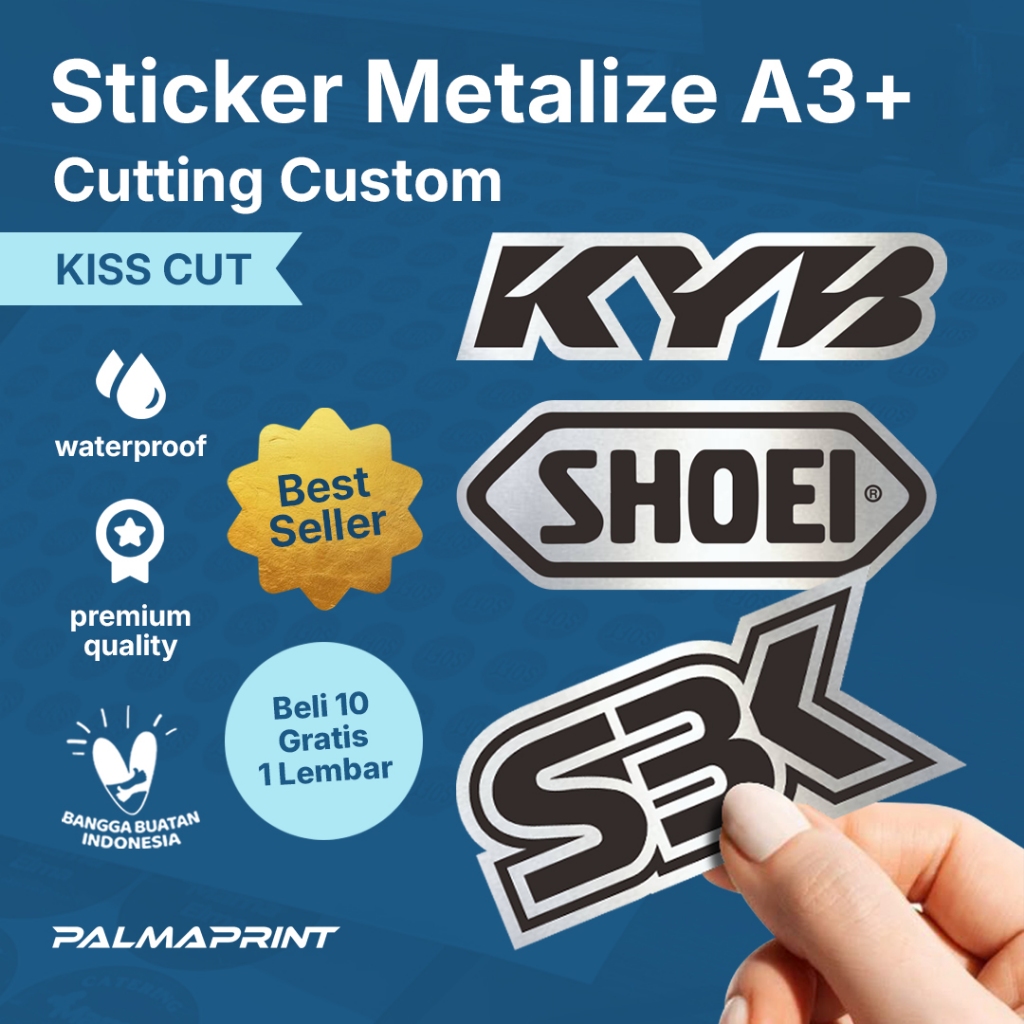 Cetak sticker metalize / Sticker premium / Print & cut label custom / Sticker kiss cut