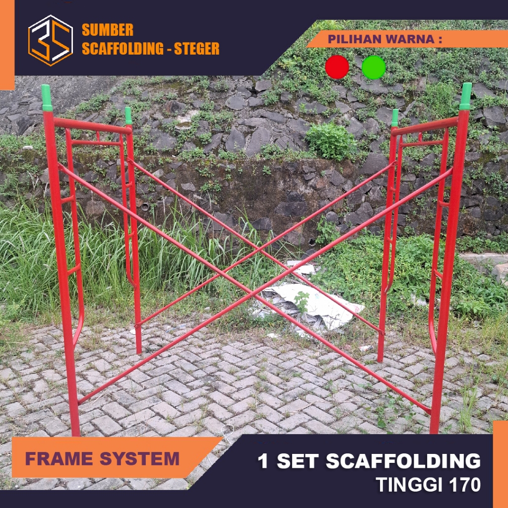 Scaffolding 1 SET Main Frame Tinggi 170 cm Steger, Perancah Besi Hitam