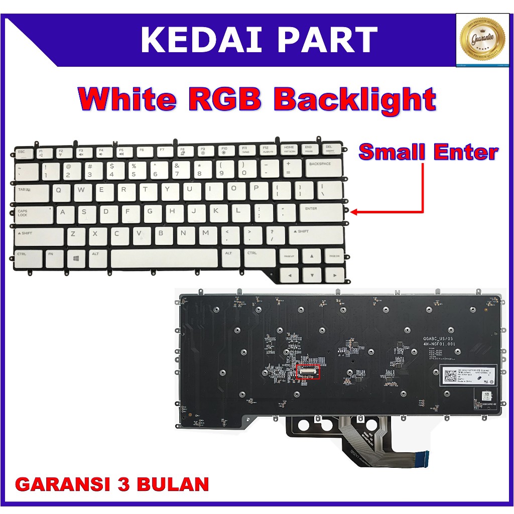 Keyboard Dell Alienware M15 R2 R3 R4 White RGB Backlight