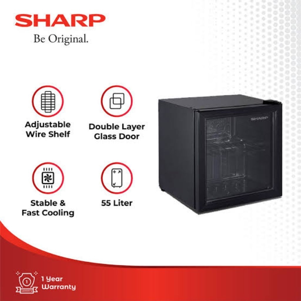 Showcase Sharp 55 liter SCH-50X-FS hitam