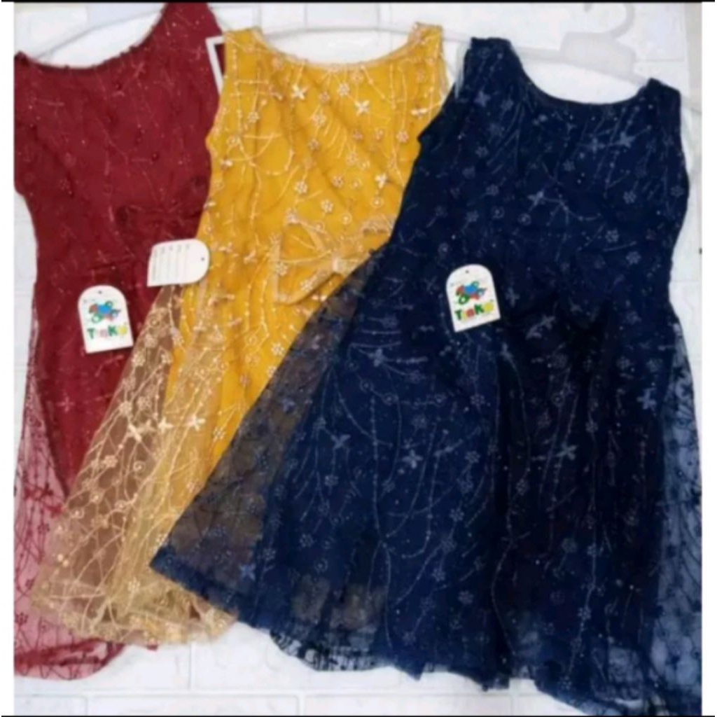 DRES BROKAT ANAK, ROK PESTA ANAK.