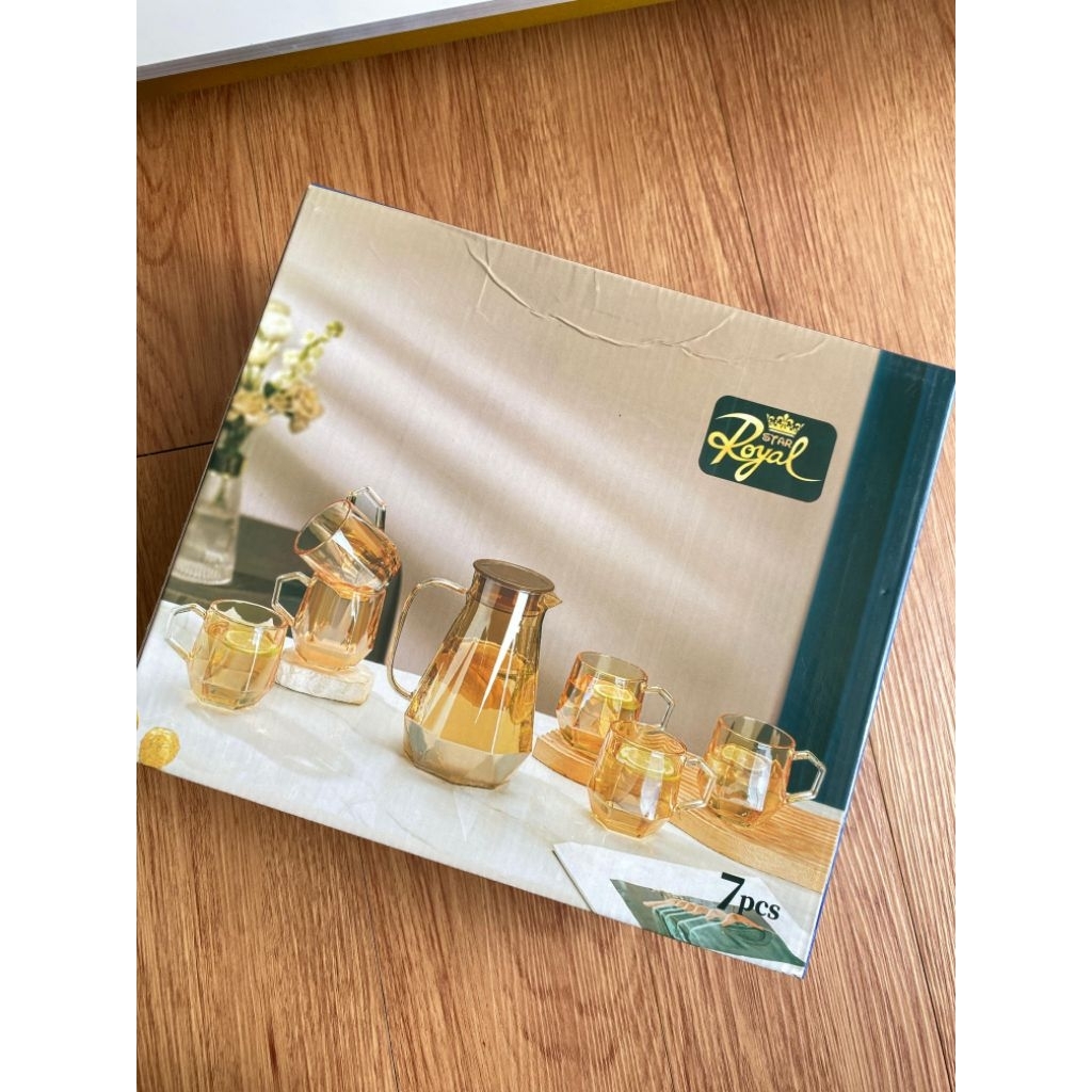 7 IN 1 set teko kaca 1 teko 6 gelas