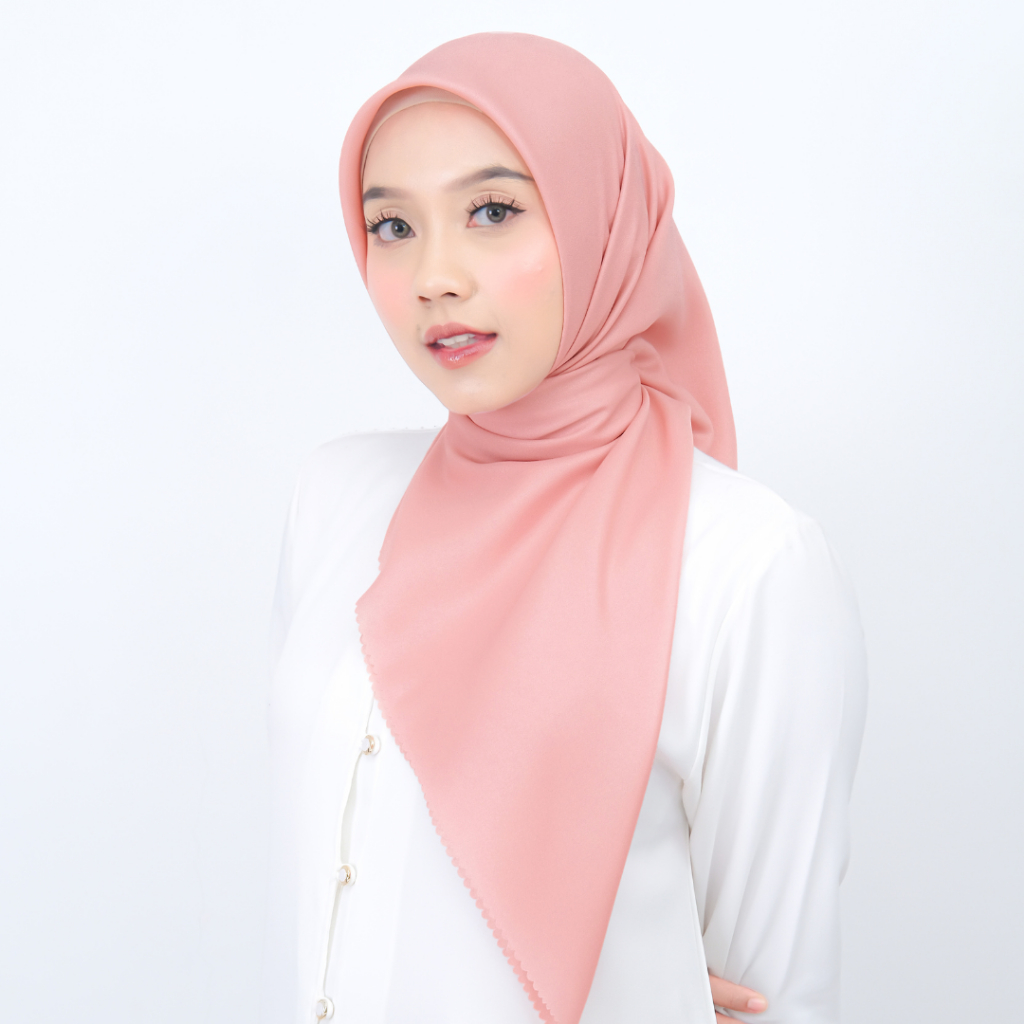 hijab segi empat - shinar glamour ansania laser cut - size 110x110 cm - warna rose gold