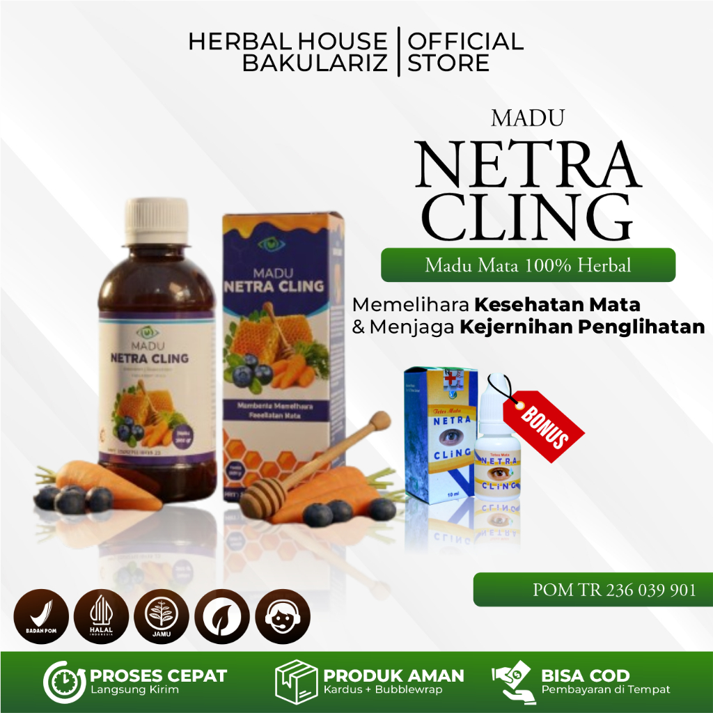 Madu Netracling Original 100% Madu Mata Herbal GRATIS Tetes Mata Netra cling Obat Mata Minus Katarak