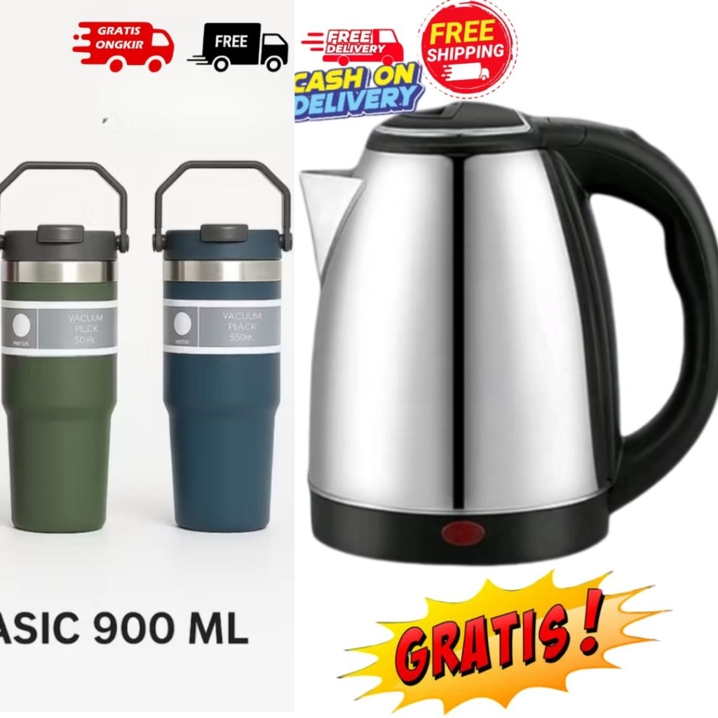 PALING LARISSS  Teko Listrik SQRS Pemanas Air Stainless - Kettle Electric SQRS 2L BONUS TREMOS  PANA