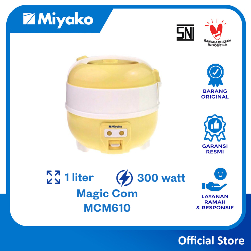 Magic com Miyako MCM610 Rice Cooker 1 Liter - Magic Warmer Plus 3IN1 - Kuning