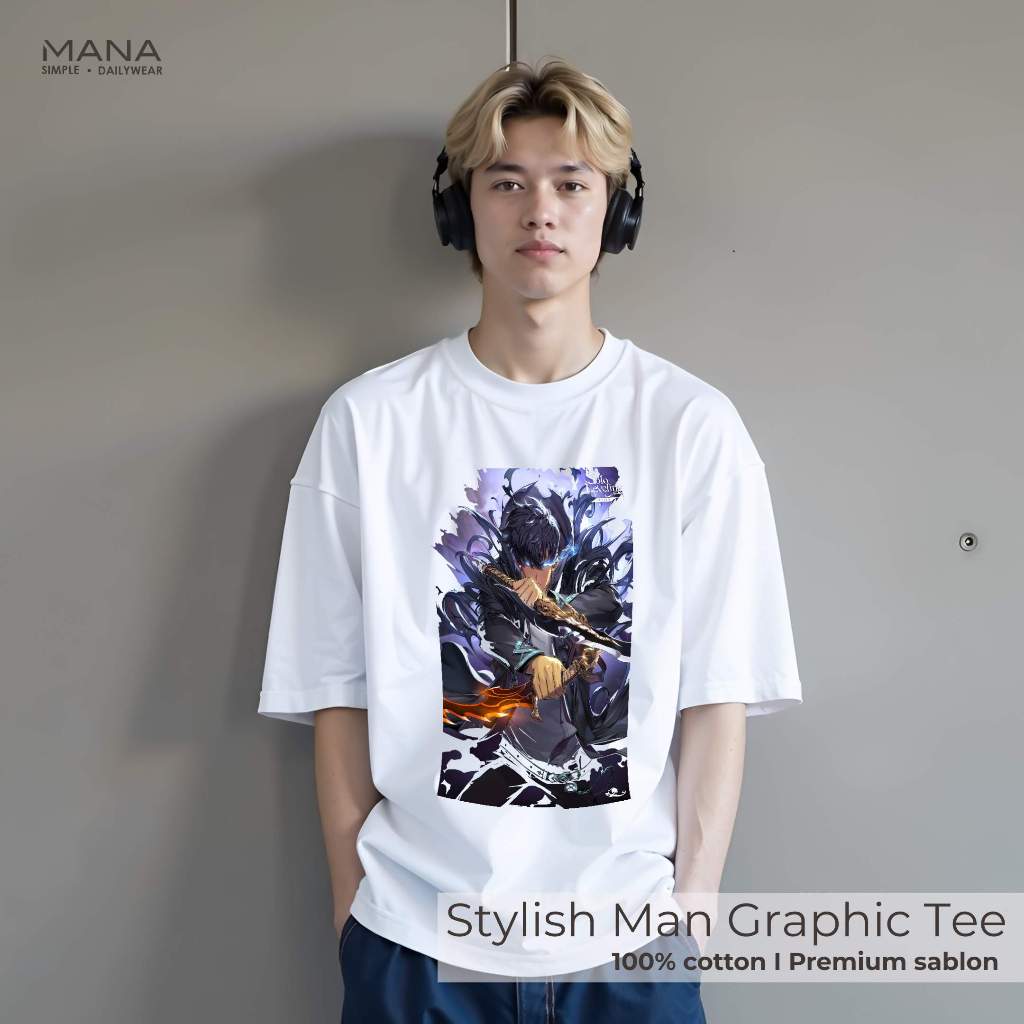 baju kaos pria cowok anime solo leveling - t shirt pria anime solo leveling - kaos baju oversize