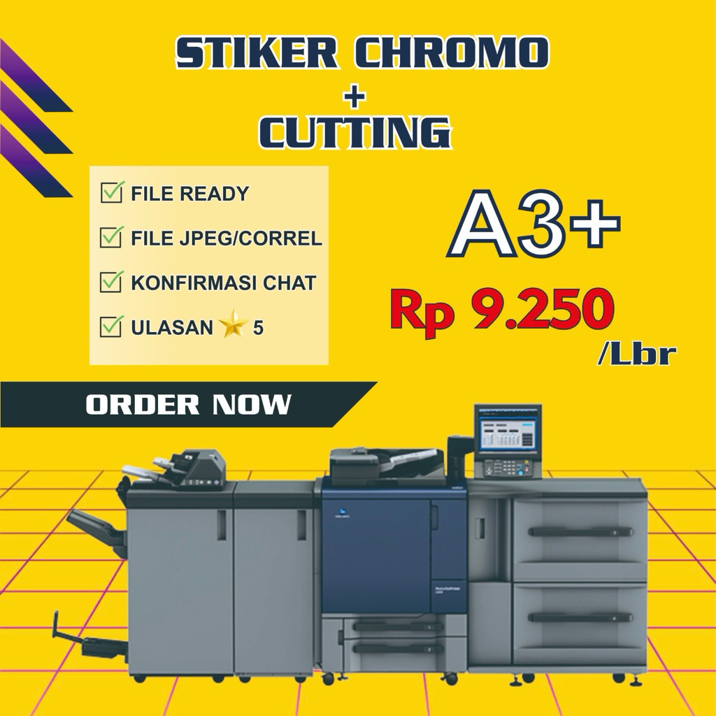 CUTTING Stiker Label Chromo / HVS A3+ (Print)sudah TERMASUK CUTTING BULAT NO MIN ORDER kolom 2