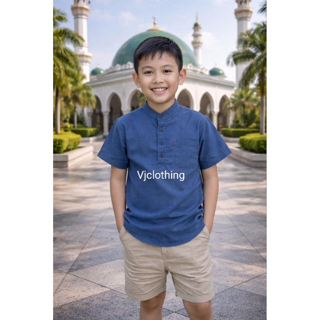 Kemeja Koko Kurta Anak Laki-Laki Umur 5-13 Tahun / Koko Kurta Anak Lengan Pendek
