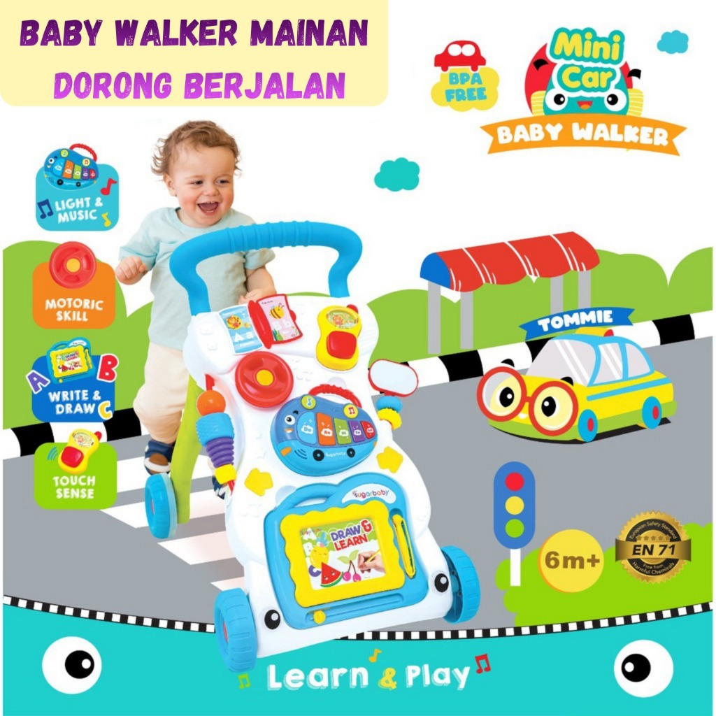 Mainan Anak Berjalan Children Music Walker Push Waker Baby Walker Mainan Dorong Berjalan