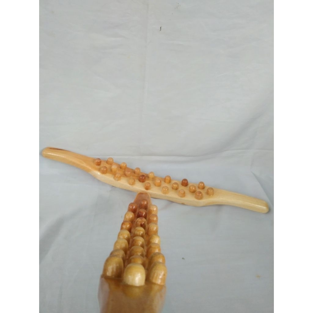 alat pijat tongkat guasha kayu refleksi tiga baris untuk pijat punggung/leher/pundak/kaki