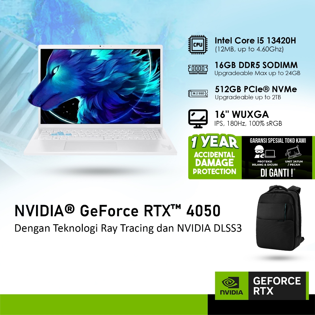 ACER NITRO LITE 16 NL16-71G-55VC GeForce RTX™ 4050 6GB - i5 13420H 16GB 512GB WINDOWS 11 16.0 WUXGA