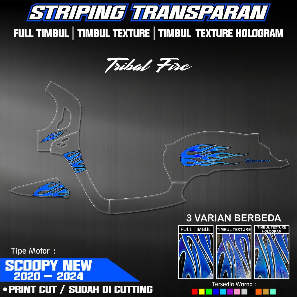 STRIPING SCOOPY NEW 2020-2024 TRANSPARAN FULL TIMBUL/TIMBUL TEXTURE/HOLO TIMBUL TEXTURE MOTIF TRIBAL
