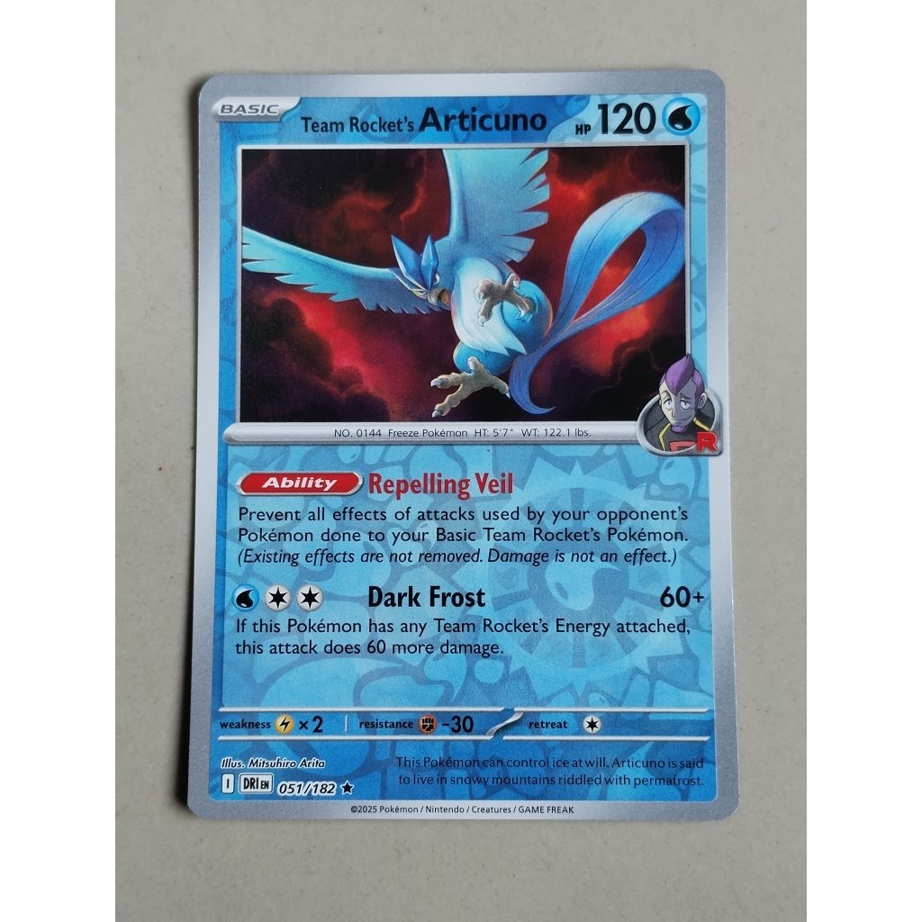 kartu pokemon original holo reverse articuno dri 051/182