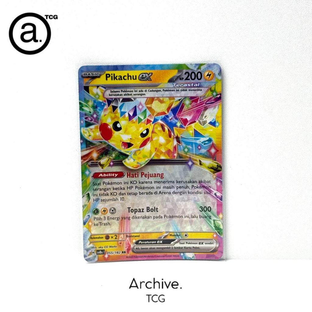 Pikachu ex RR (055/182) Pokemon Indonesia ~ Kilat Rasi SV8S
