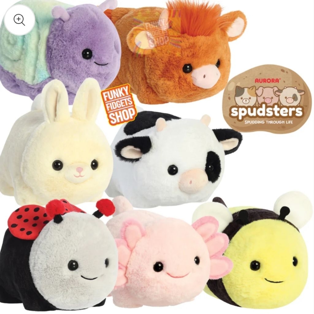 Boneka Aurora Spudz Cute Medium 35cm Super Soft Fur Kualitas Ekspor