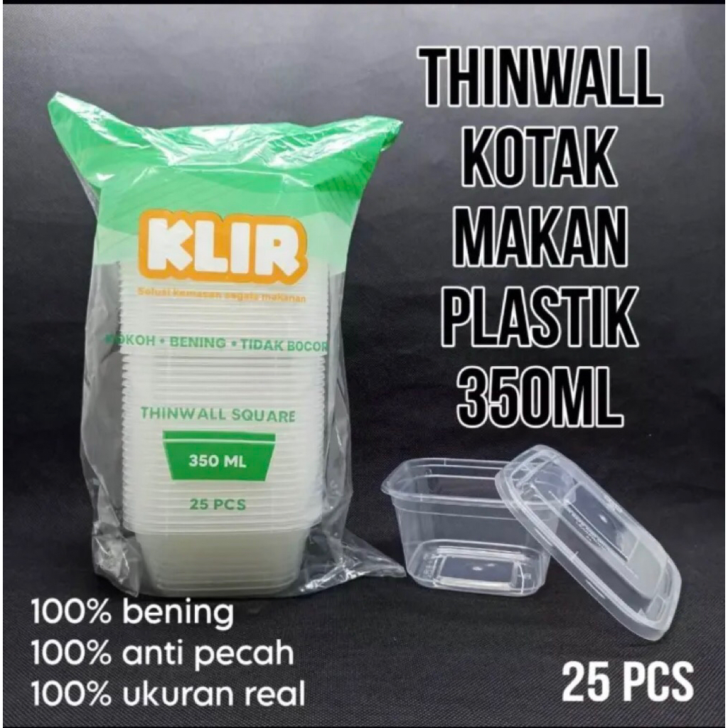 Thinwall Kotak 350 ml (25 pcs) Klir / Thinwall Square / Kotak Kecil