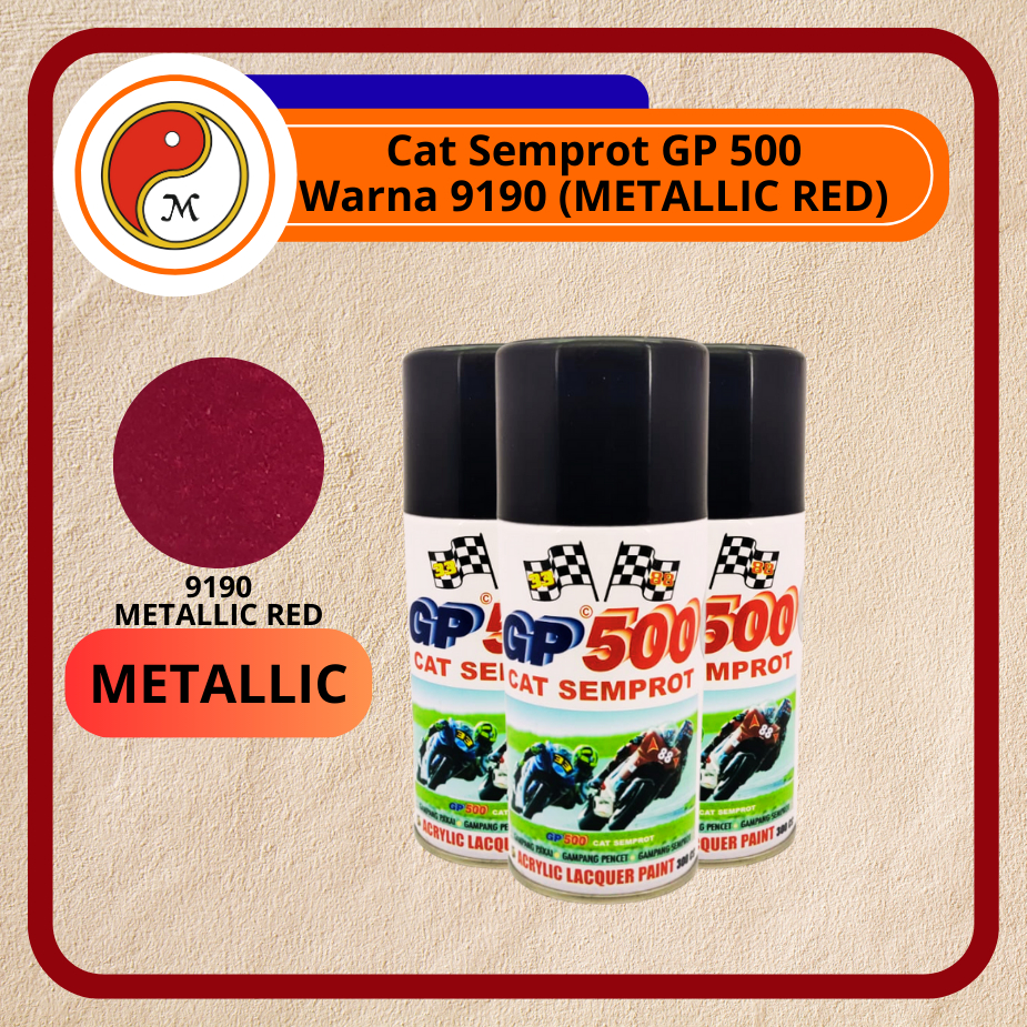 Cat Semprot GP500 / Pylox GP-500 300cc – Aneka Warna | Spray Paint Serbaguna / Warna Metallic Red (9