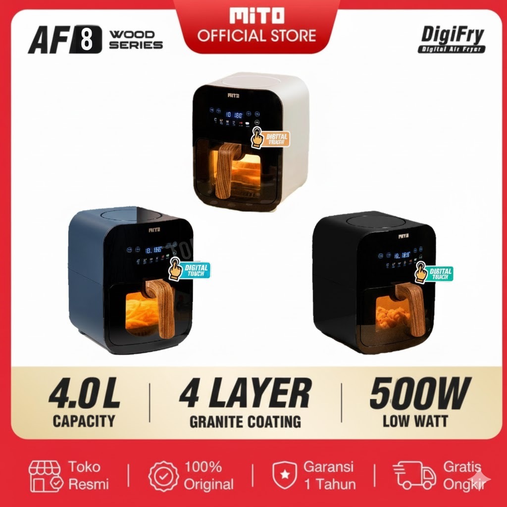 Air Fryer Mito AF 8 Transparan Low Watt Airfryer Mitochiba AF8 Crystal