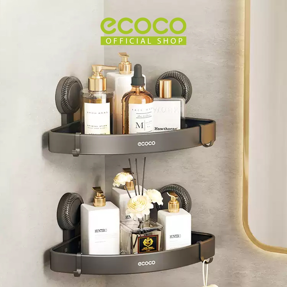 ECOCO Suction Hardware Corner Aluminium Rack -  Rak Sudut Aluminium Tempel / Rak Gantung Sudut Hisap