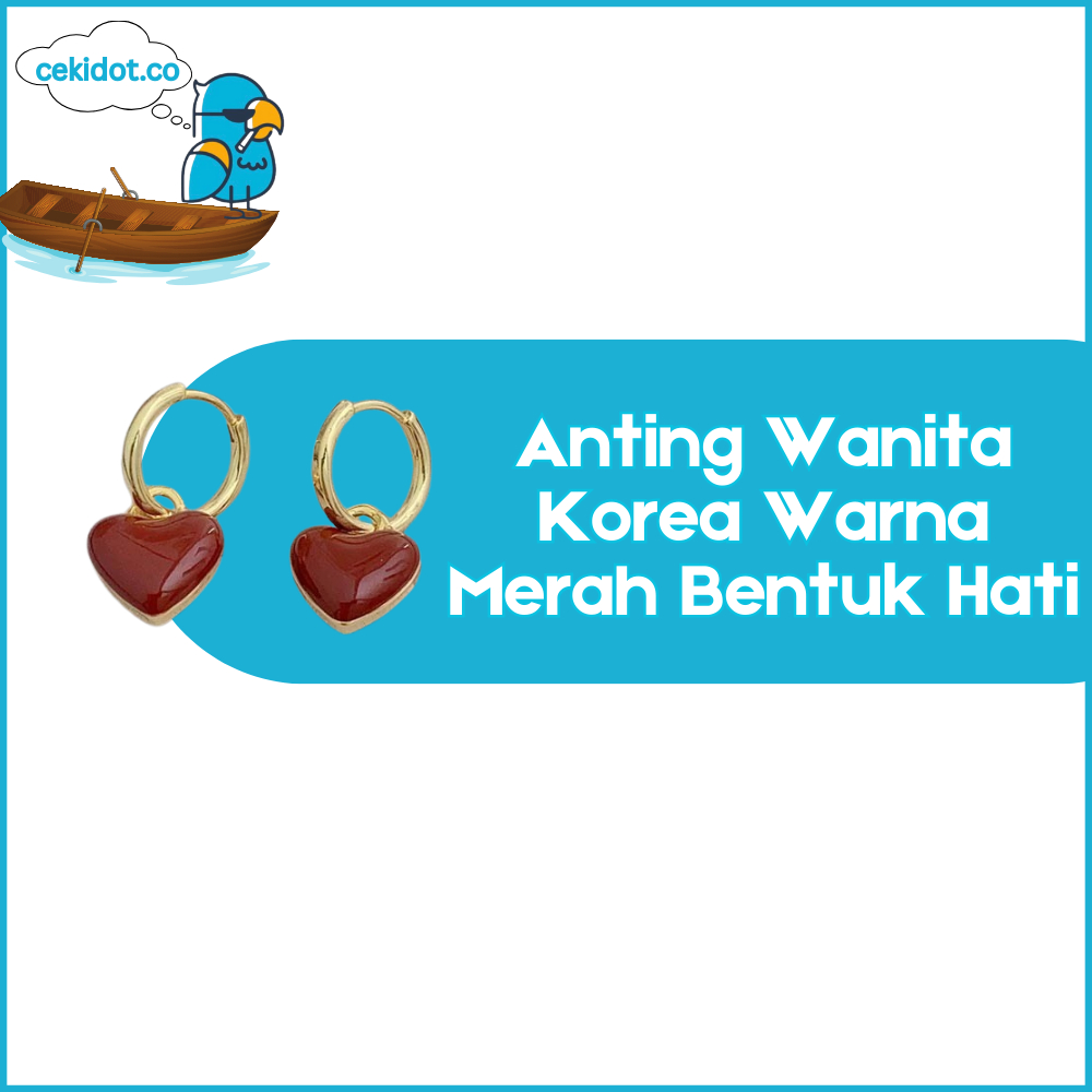 Cekidot Anting Wanita Korea Warna Merah Bentuk Hati Aksesoris Perhiasan Fashion Wanita Y4002
