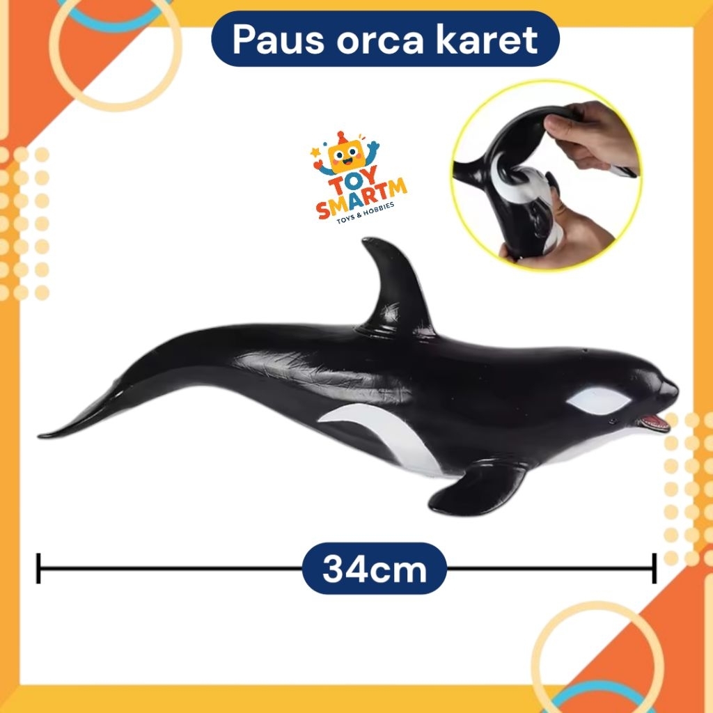 Paus Orca Medium Karet Mainan Anak Hewan Laut Paus Orca Ikan hiu Koleksi