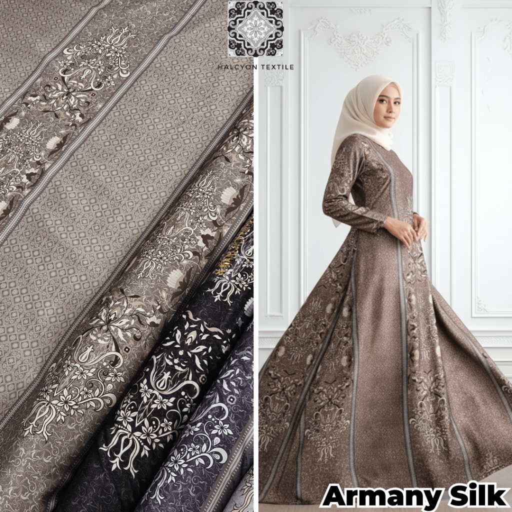 Kain Satin Armany Silk Premium Motif Mewah Dan Elegan Lebar 150 cm