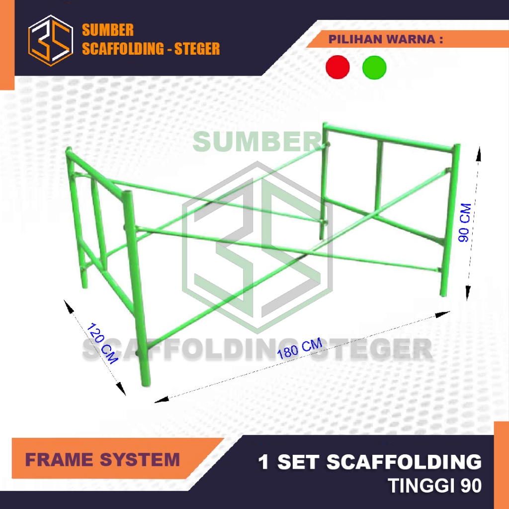 Ladder Frame 90 cm 1 Set Scaffolding Perancah Steger Besi Hitam