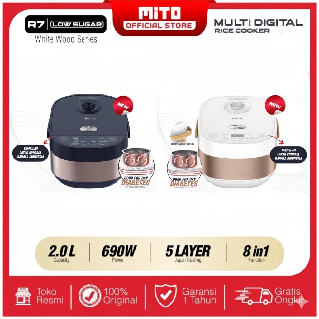 Rice Cooker Mito R7 Glow 8 in 1 Magic Com Mito R7 8 Fungsi Mito Cooker