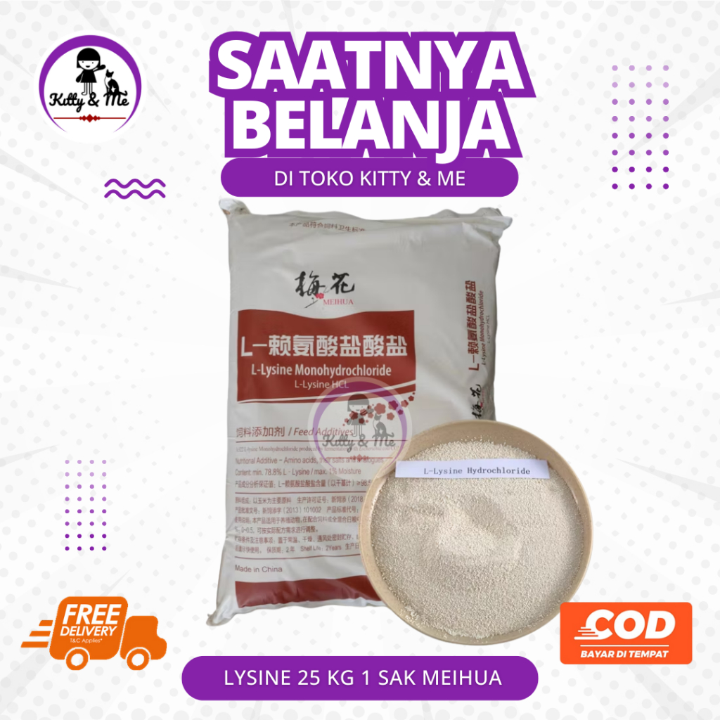 LYSINE 25 KG 1 SAK MEIHUA - Suplemen Meningkatkan Kekebalan & Bobot Untuk Ternak.