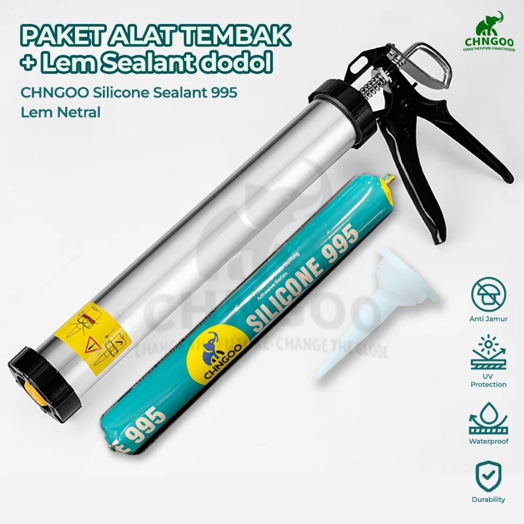 [PAKET] CHNGOO Neutral Sealant 995 590ml + Alat Tembak Sealant Gun - Bundling Lem Sosis Dodol dan Ap