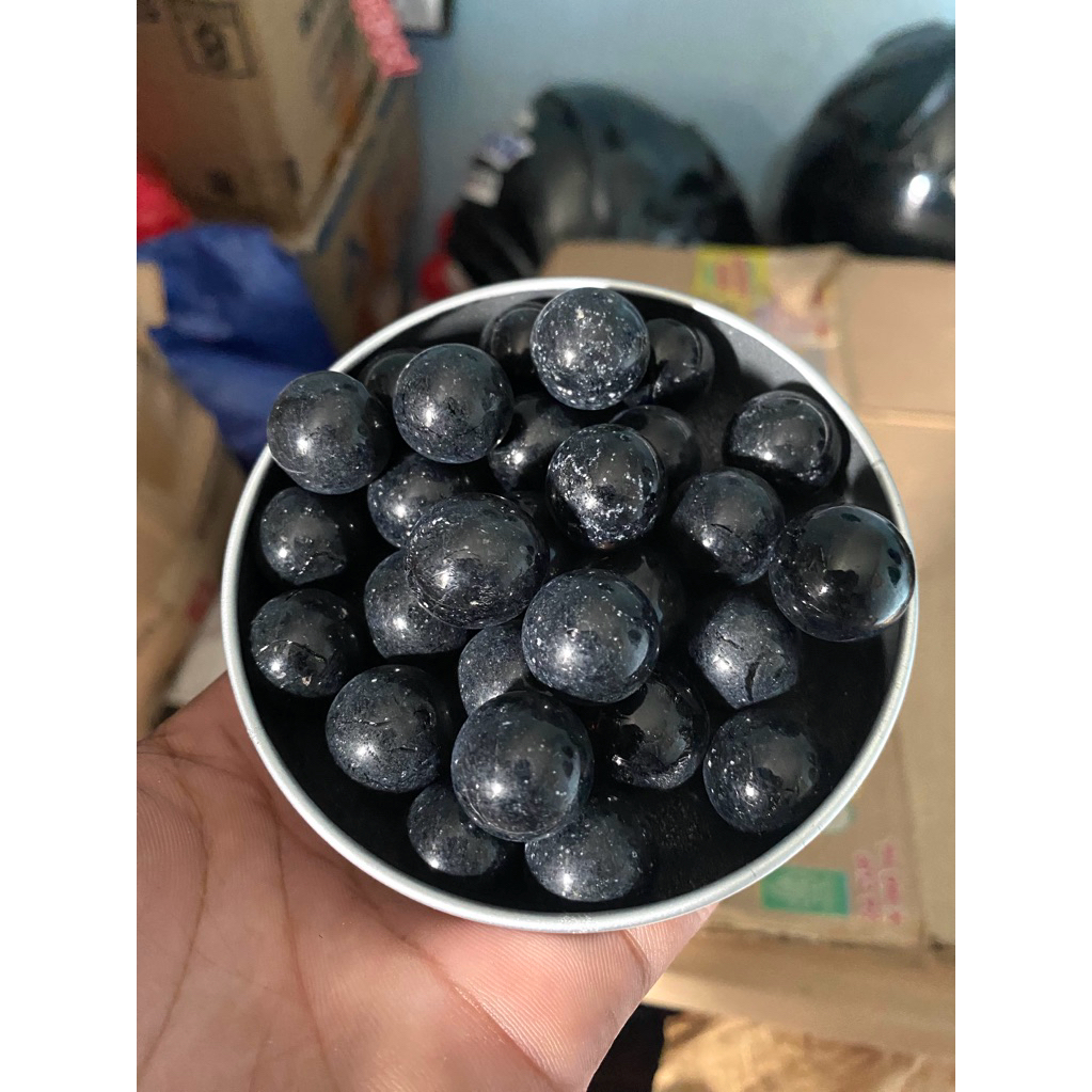 Kelereng Gundu Marmer Hitam/Putih 25Pc