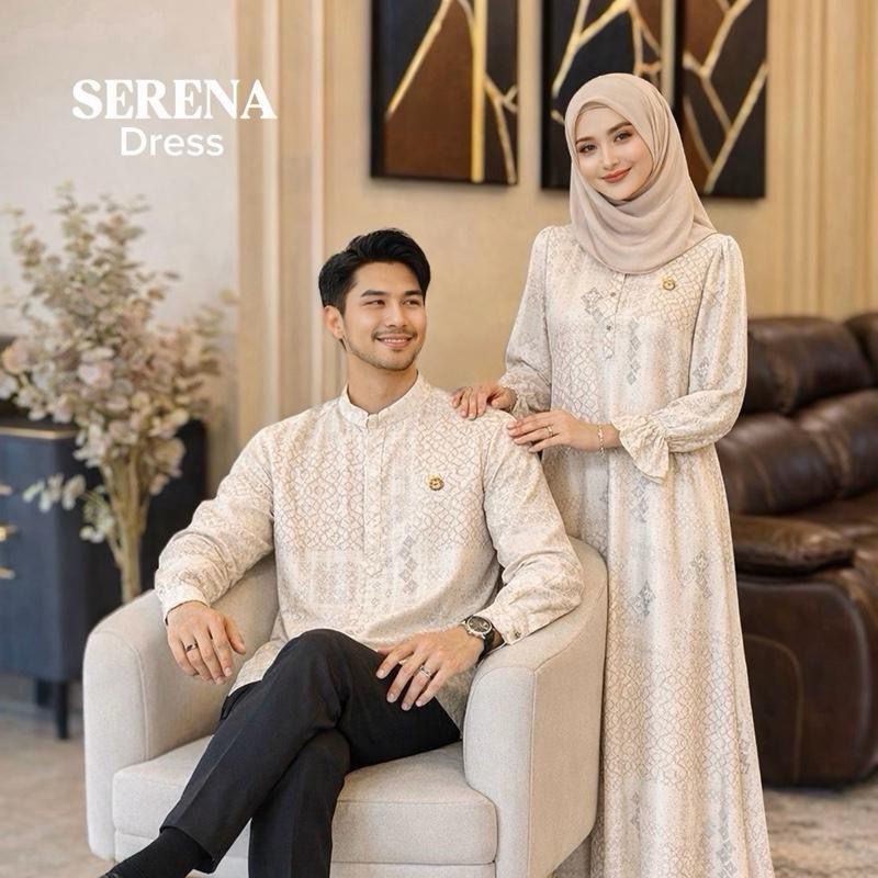 RH COL - Serena Dress Couple Raya 2026 Bahan Jaguard Clover Premium