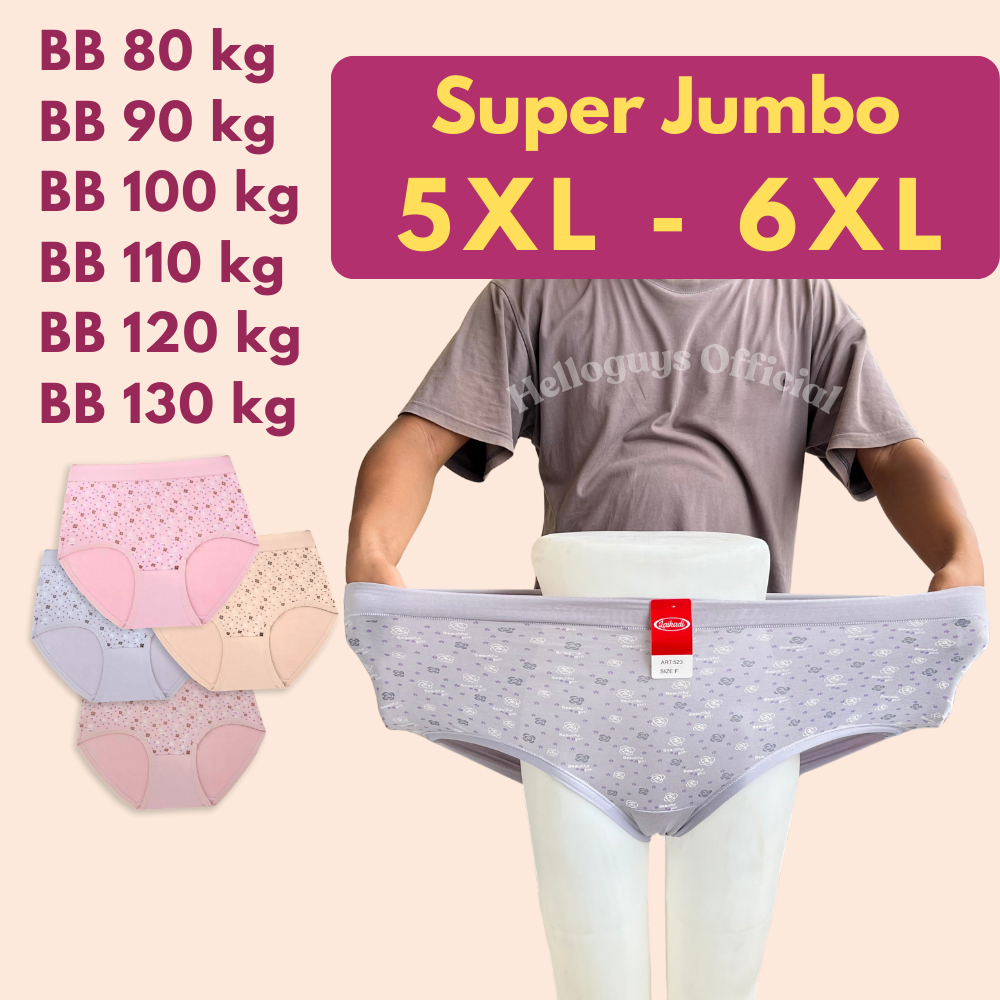 Paket 6pc | Celana Dalam CD Wanita Jumbo Ukuran 5XL 6XL Big Size BB 90kg 100kg 110kg 120kg 130kg