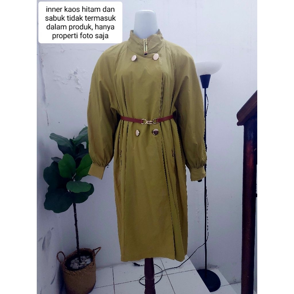 Long coat turtle neck waterproof oversize ld 130 olive